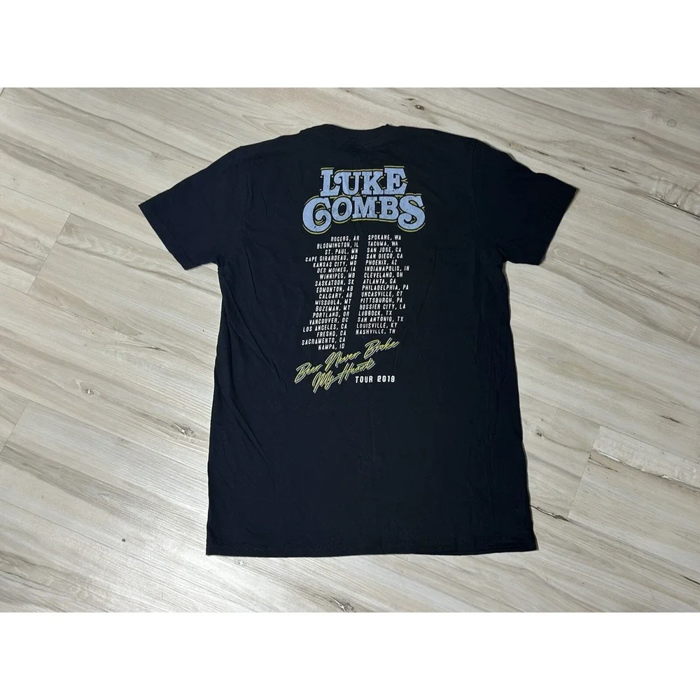Luke Combs Beer Never Broke My Heart Tour 2019 Country Music Shirt Size S Black - Picture 2 of 3
